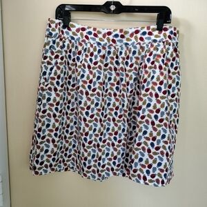 Loft Colorful Pineapple Linen Blend Pull On Skirt Pockets L Vacation Beach